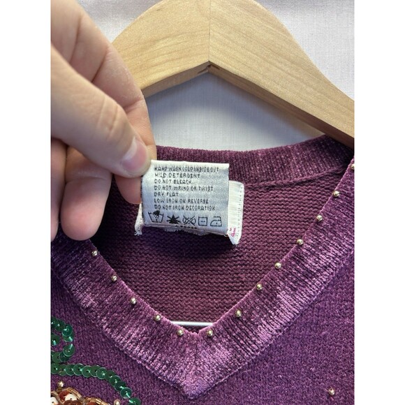 Quacker Factory Tunic Sweater Women's XS Thanksgiving Cornucopia Sequins Beaded - Picture 7 of 10